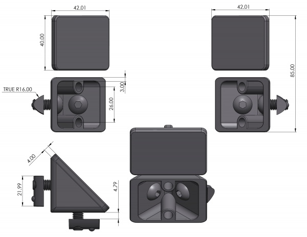 Angle set 40x40 ZN groove 8 I-type Black powder coated